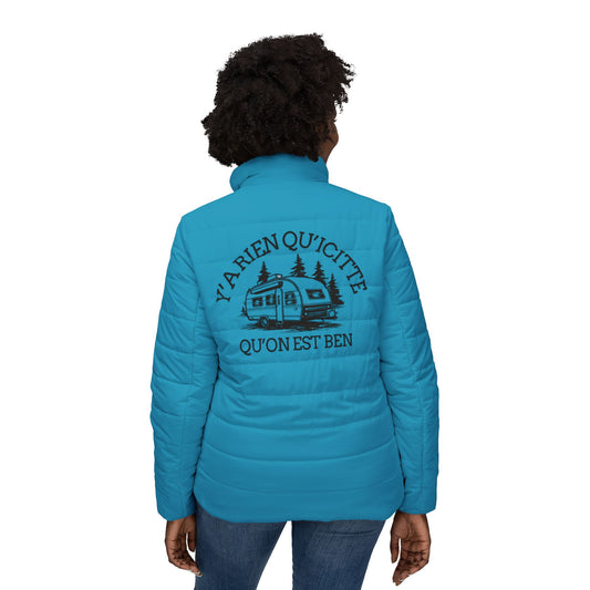 Women’s Cozy Puffer Jacket with Retro Camper Design - Crée_Ation Nature DC