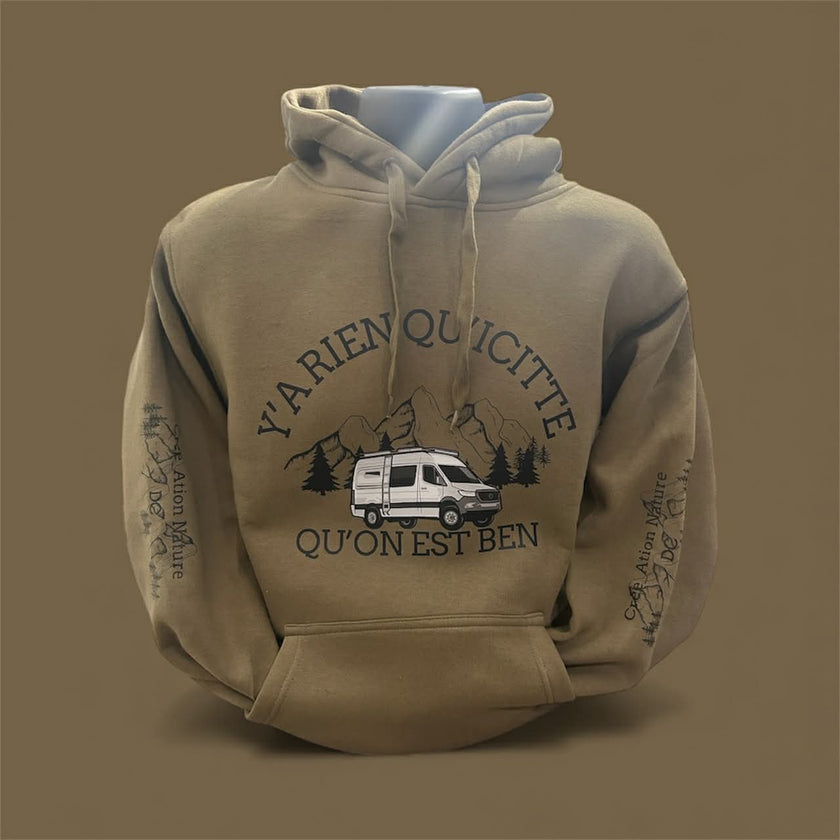 NOUVEAUTÉ !  Hoodies unisexe couleur Kaki  et Sable avec vanlife