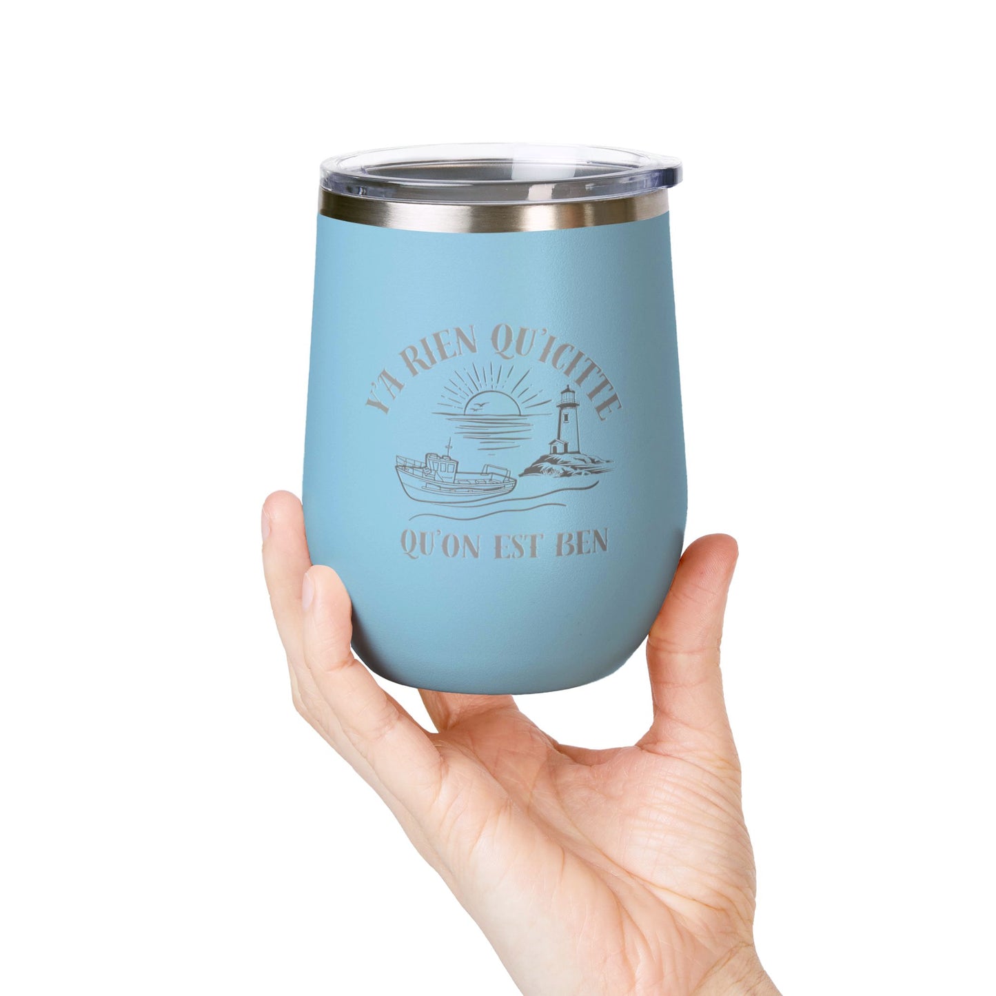 Vintage-Inspired Wine Tumbler - 12oz "Ya Rien Qu'citte" With Nautical Theme -Crée_ation Nature DC