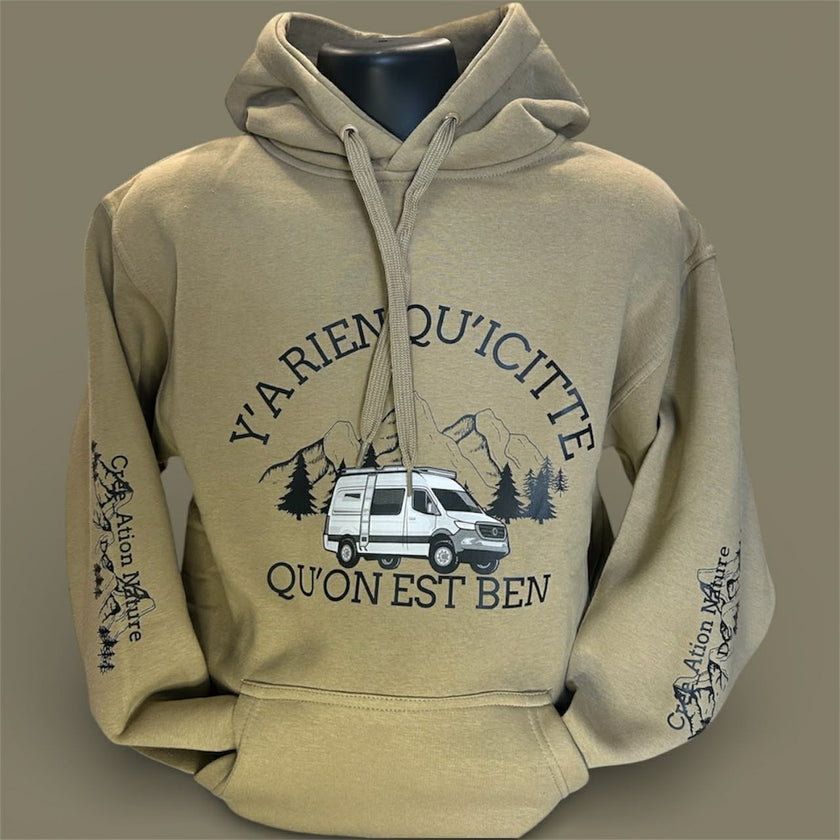 NOUVEAUTÉ !  Hoodies unisexe couleur Kaki  et Sable avec vanlife