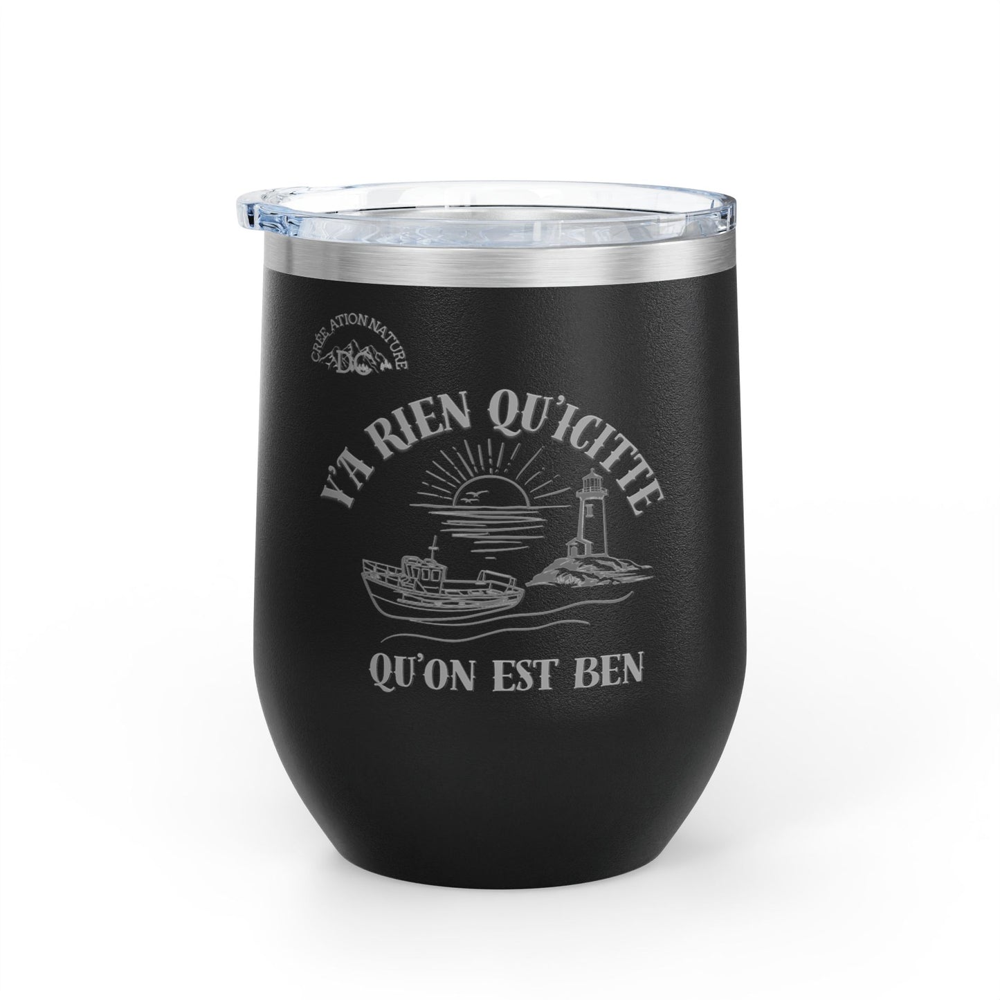 Vintage-Inspired Wine Tumbler - 12oz "Ya Rien Qu'citte" With Nautical Theme -Crée_ation Nature DC