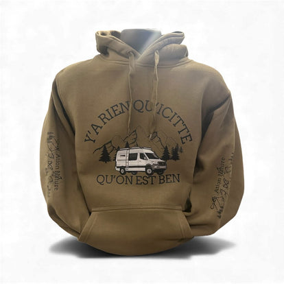 NOUVEAUTÉ !  Hoodies unisexe couleur Kaki  et Sable avec vanlife