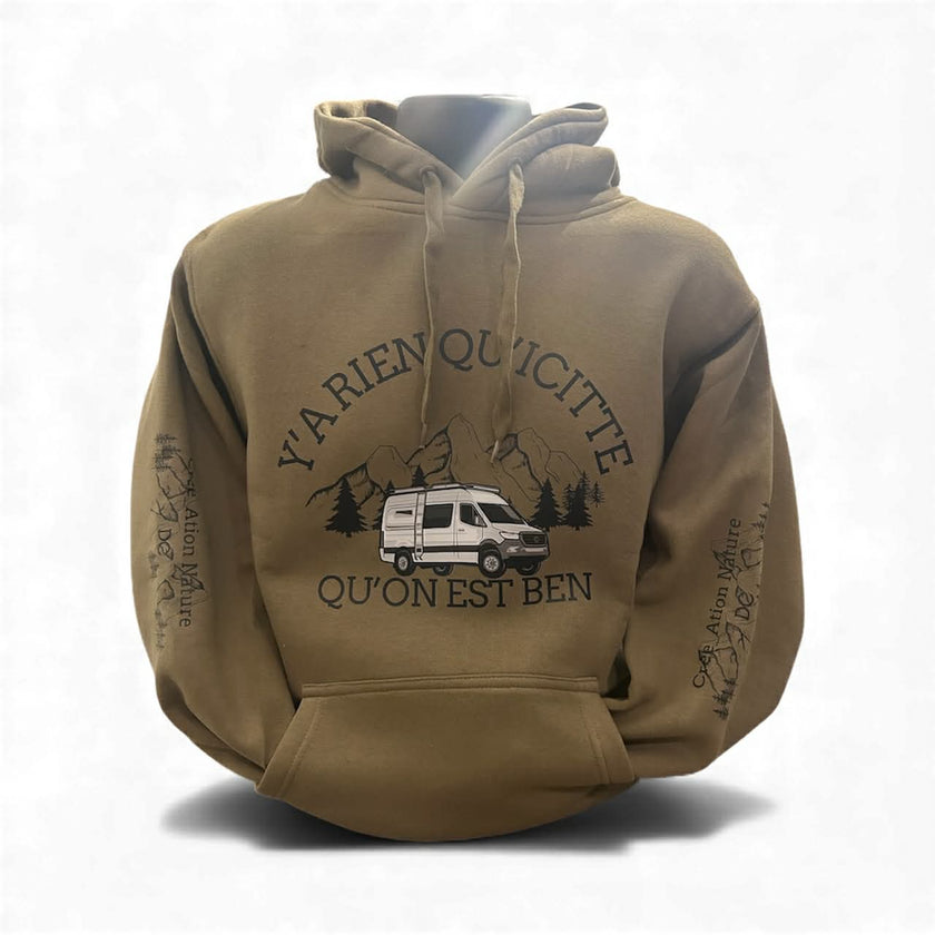 NOUVEAUTÉ !  Hoodies unisexe couleur Kaki  et Sable avec vanlife