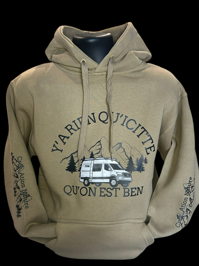NOUVEAUTÉ !  Hoodies unisexe couleur Kaki  et Sable avec vanlife