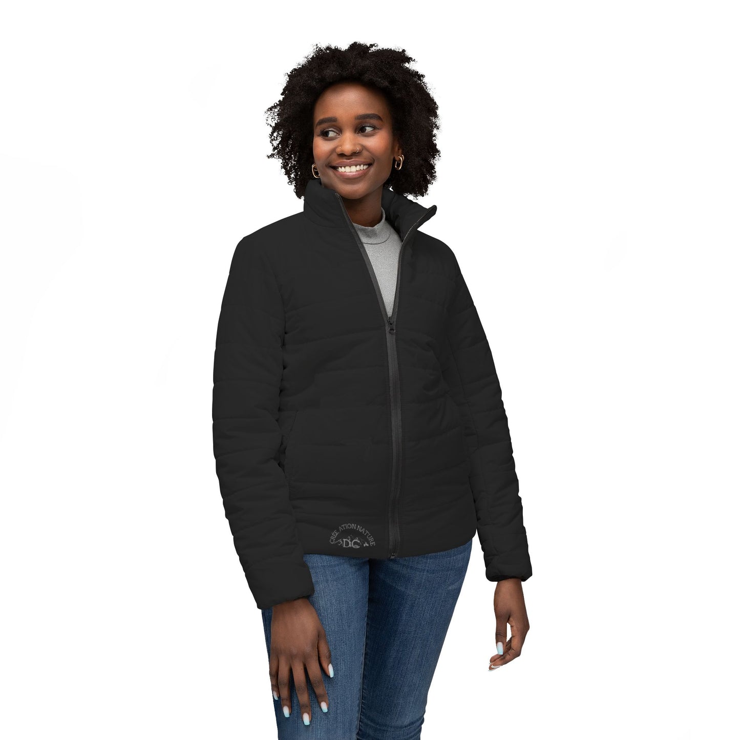 Women’s Puffer Jacket - Adventure Awaits with Inspirational Mountain Design-Crée_ation Nature DC