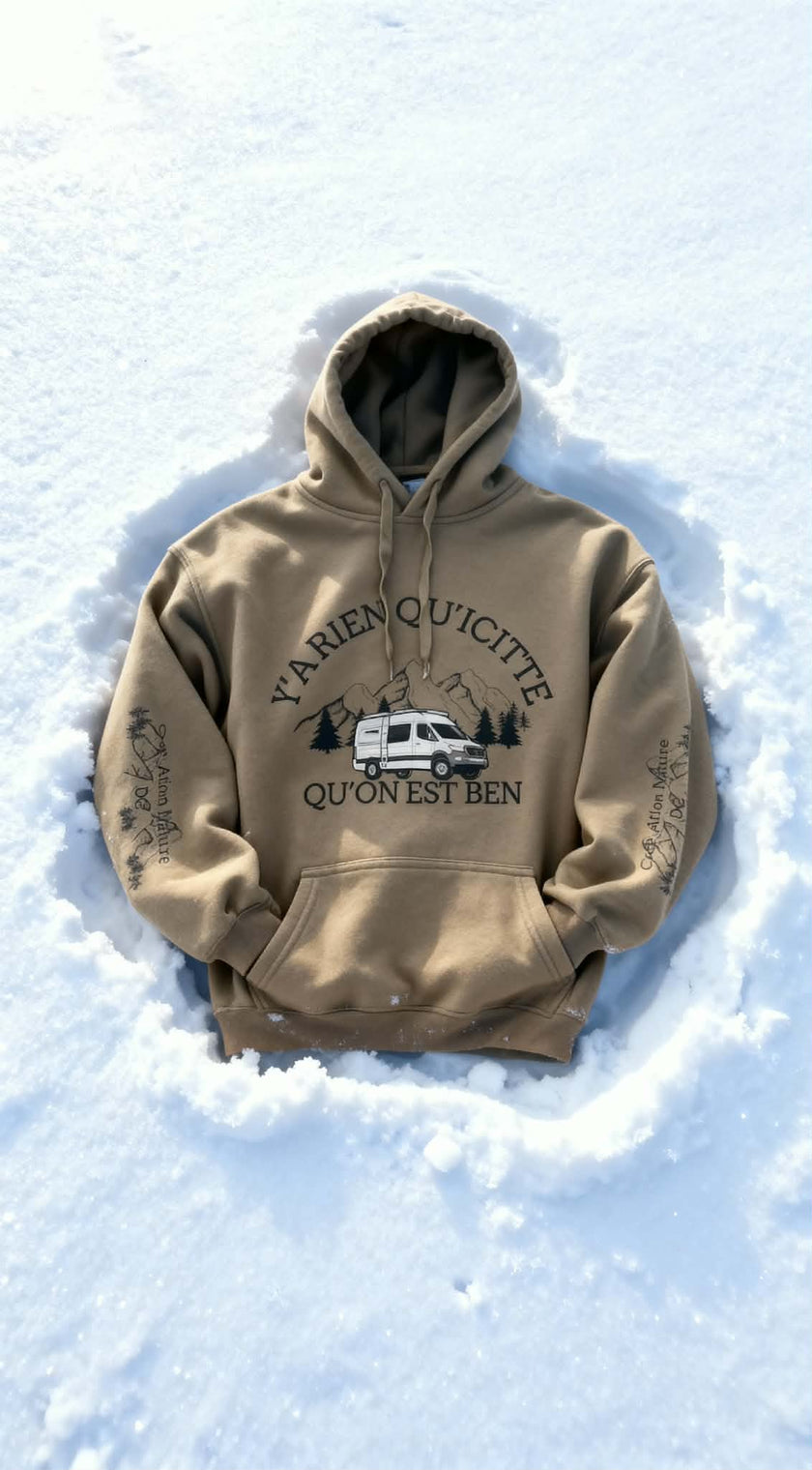 NOUVEAUTÉ !  Hoodies unisexe couleur Kaki  et Sable avec vanlife