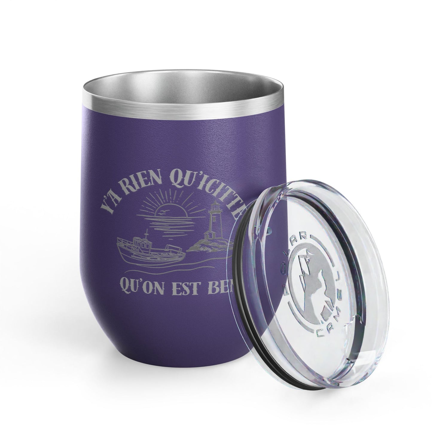 Vintage-Inspired Wine Tumbler - 12oz "Ya Rien Qu'citte" With Nautical Theme -Crée_ation Nature DC