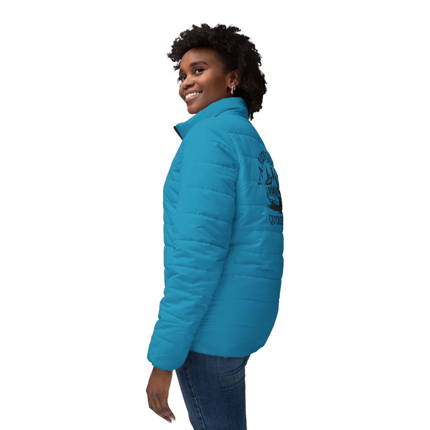 Women’s Cozy Puffer Jacket with Retro Camper Design - Crée_Ation Nature DC