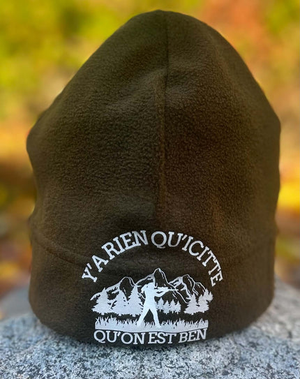 🌲 Tuque en polar vert kaki – Chasseur, Chasseuse, Montagne & Lac