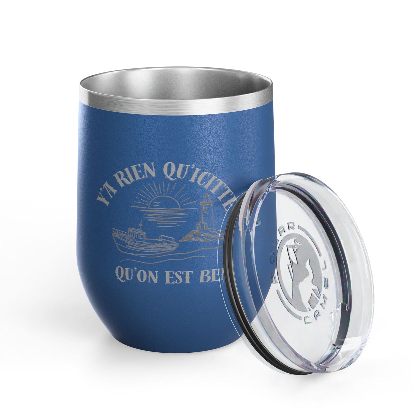 Vintage-Inspired Wine Tumbler - 12oz "Ya Rien Qu'citte" With Nautical Theme -Crée_ation Nature DC
