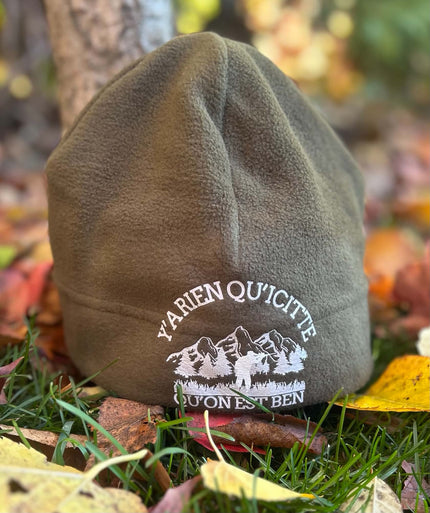 🌲 Tuque en polar vert kaki – Chasseur, Chasseuse, Montagne & Lac