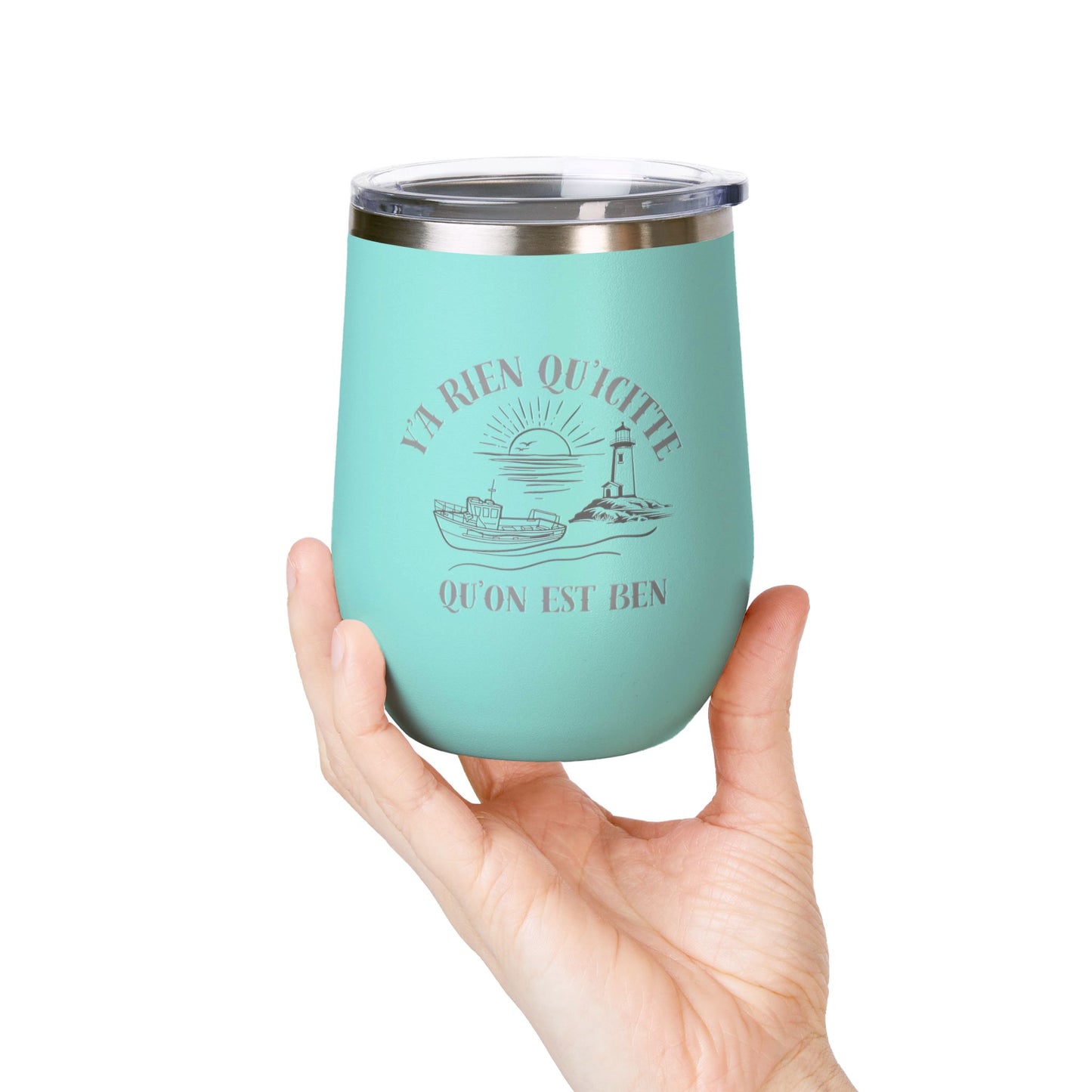 Vintage-Inspired Wine Tumbler - 12oz "Ya Rien Qu'citte" With Nautical Theme -Crée_ation Nature DC