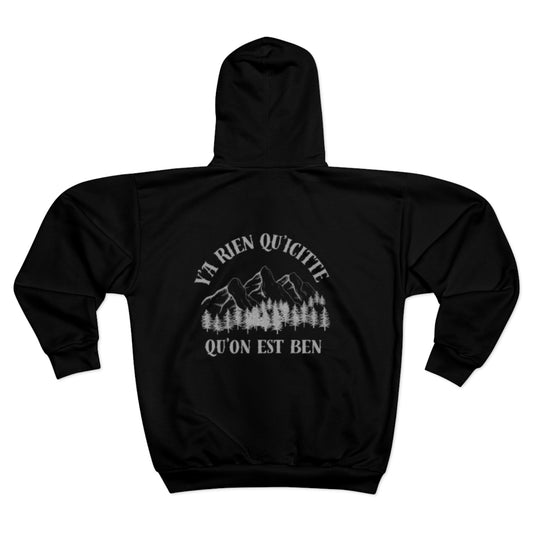 Sweats a capuche  Cozy Unisex Zip Hoodie - Nature-Inspired Design with French Quote