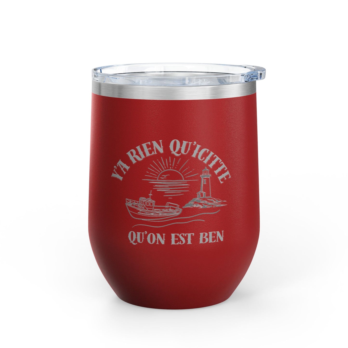 Vintage-Inspired Wine Tumbler - 12oz "Ya Rien Qu'citte" With Nautical Theme -Crée_ation Nature DC