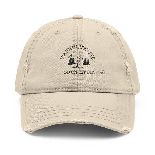 Distressed Dad Hat - Vintage Camping Vibes with Embroidery - Crée_ation Nature DC