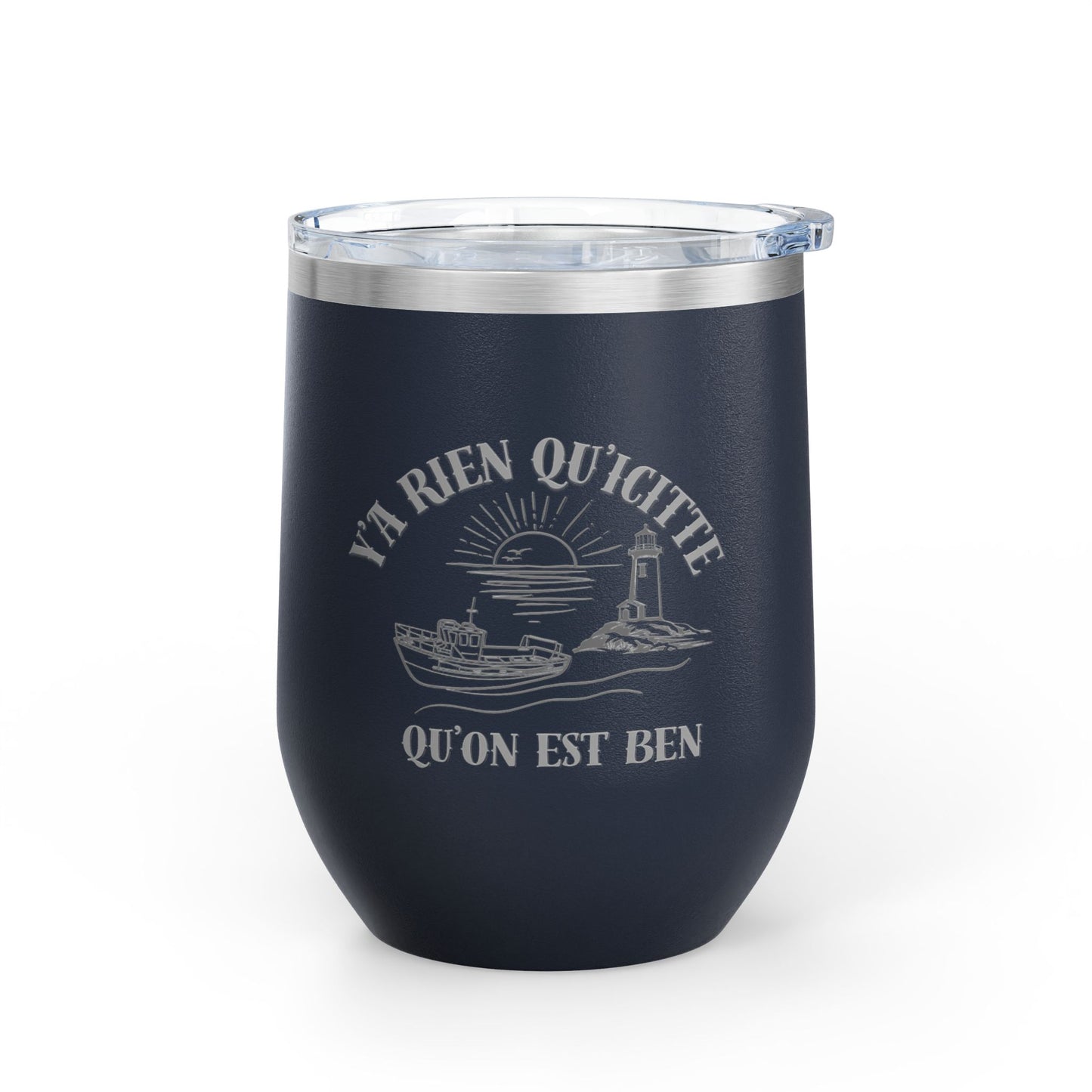 Vintage-Inspired Wine Tumbler - 12oz "Ya Rien Qu'citte" With Nautical Theme -Crée_ation Nature DC