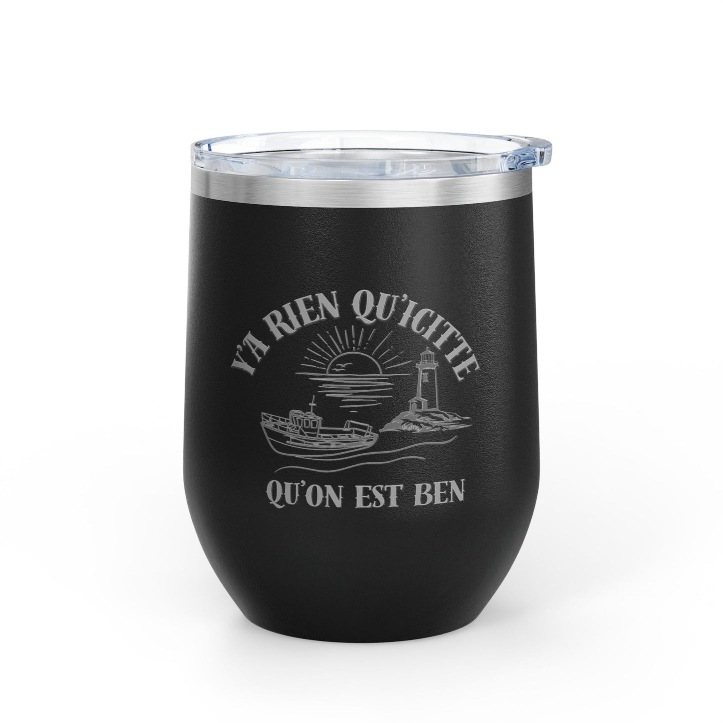 Vintage-Inspired Wine Tumbler - 12oz "Ya Rien Qu'citte" With Nautical Theme -Crée_ation Nature DC