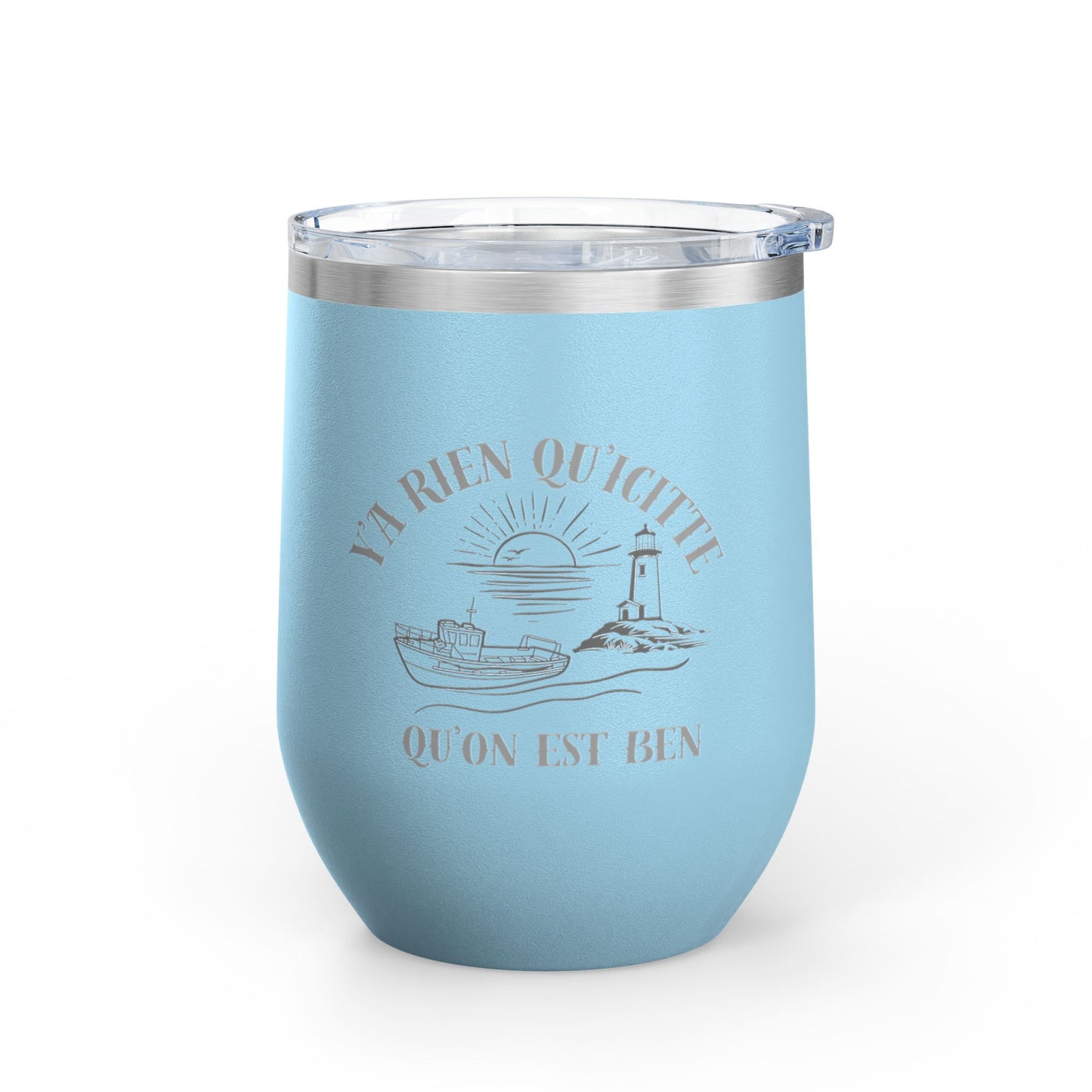 Vintage-Inspired Wine Tumbler - 12oz "Ya Rien Qu'citte" With Nautical Theme -Crée_ation Nature DC