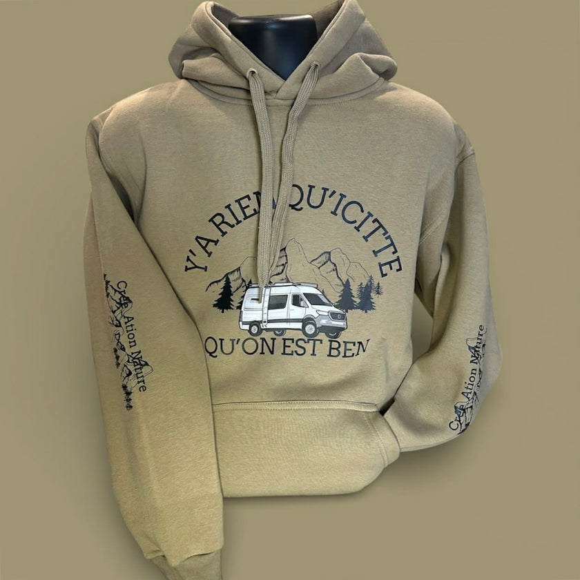 NOUVEAUTÉ !  Hoodies unisexe couleur Kaki  et Sable avec vanlife