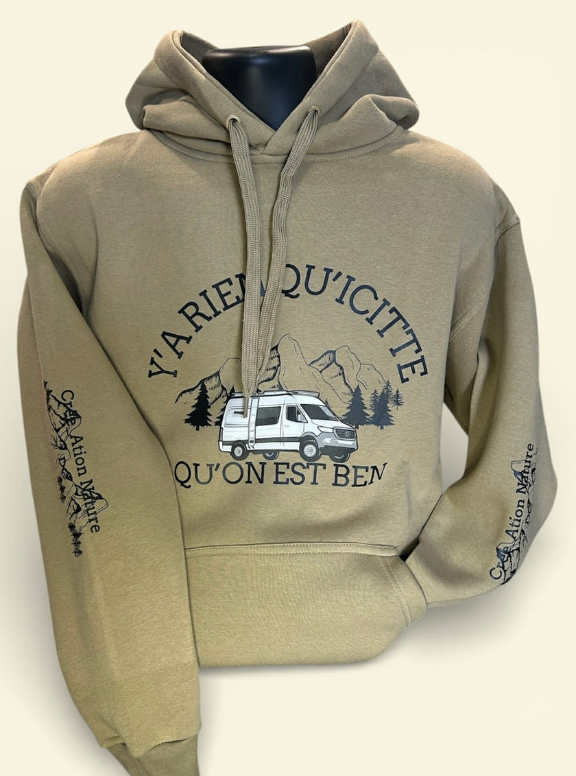 NOUVEAUTÉ !  Hoodies unisexe couleur Kaki  et Sable avec vanlife