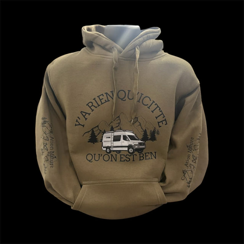 NOUVEAUTÉ !  Hoodies unisexe couleur Kaki  et Sable avec vanlife