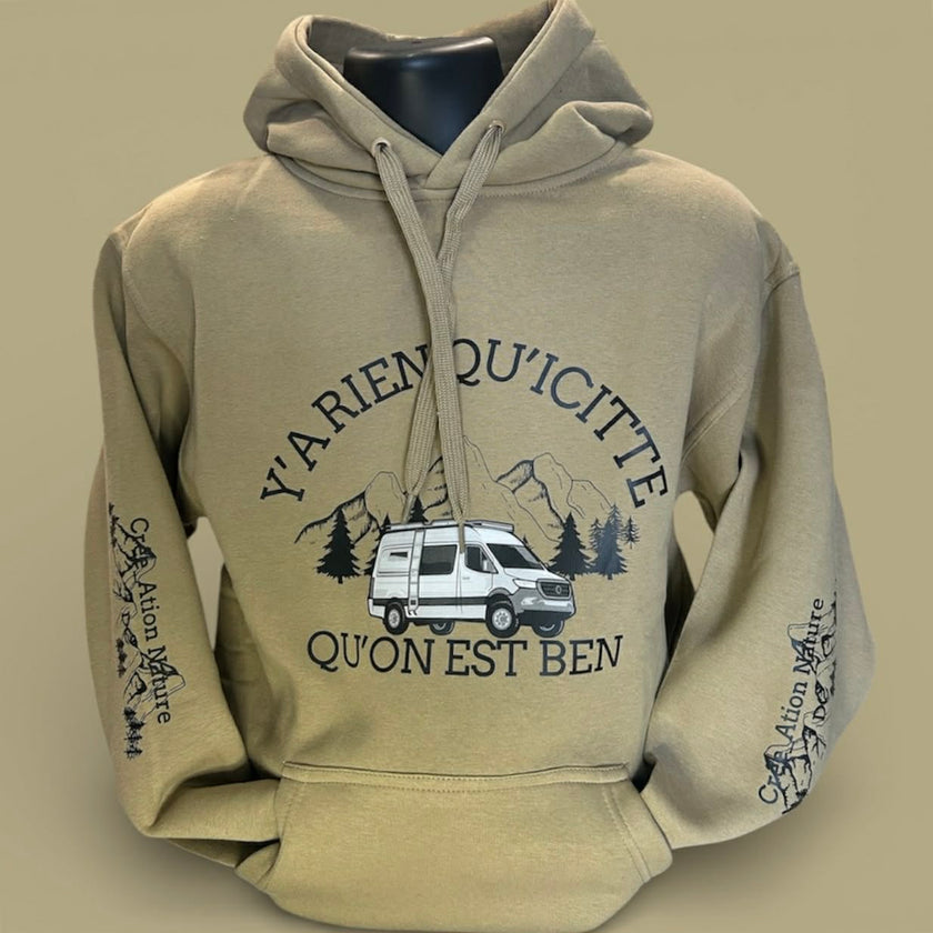 NOUVEAUTÉ !  Hoodies unisexe couleur Kaki  et Sable avec vanlife